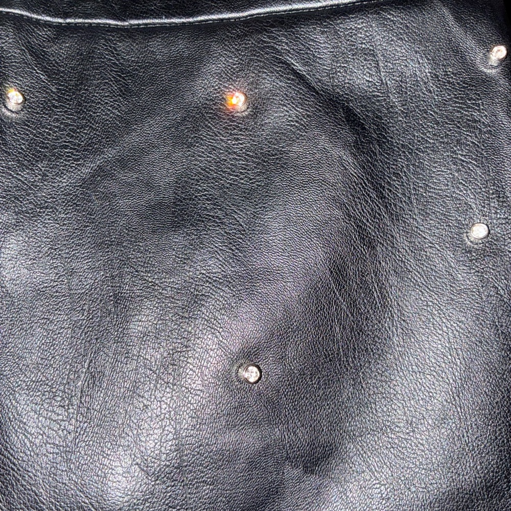 Black Faux Leather skirt with studded rhinestones from REVOLVE - Picture 6 of 6